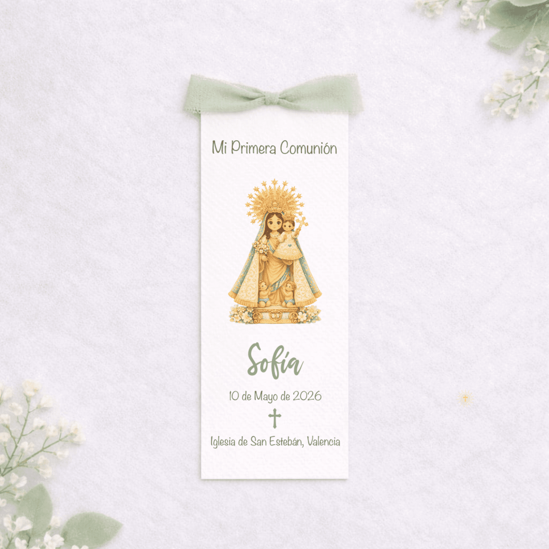 Recordatorios de Comunión Personalizados con Virgencitas Infantiles y Lazada de - 5