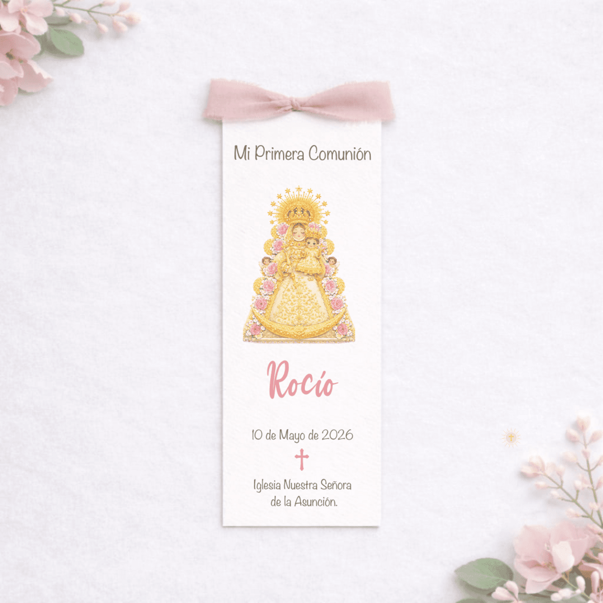 Recordatorios de Comunión Personalizados con Virgencitas Infantiles y Lazada de - 6