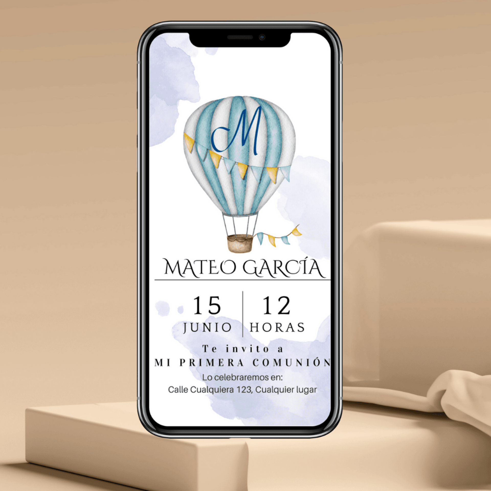 Invitación Digital Personalizada Comunión "Globo" - 2