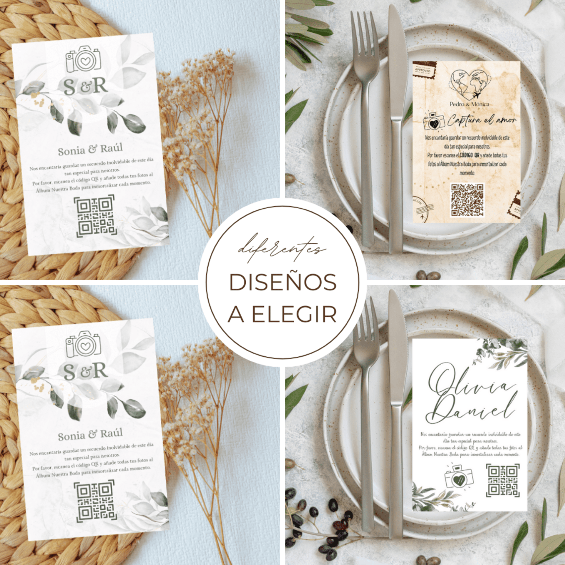 Tarjetas de Boda con QR – Álbum colaborativo- Varios Diseños - 1