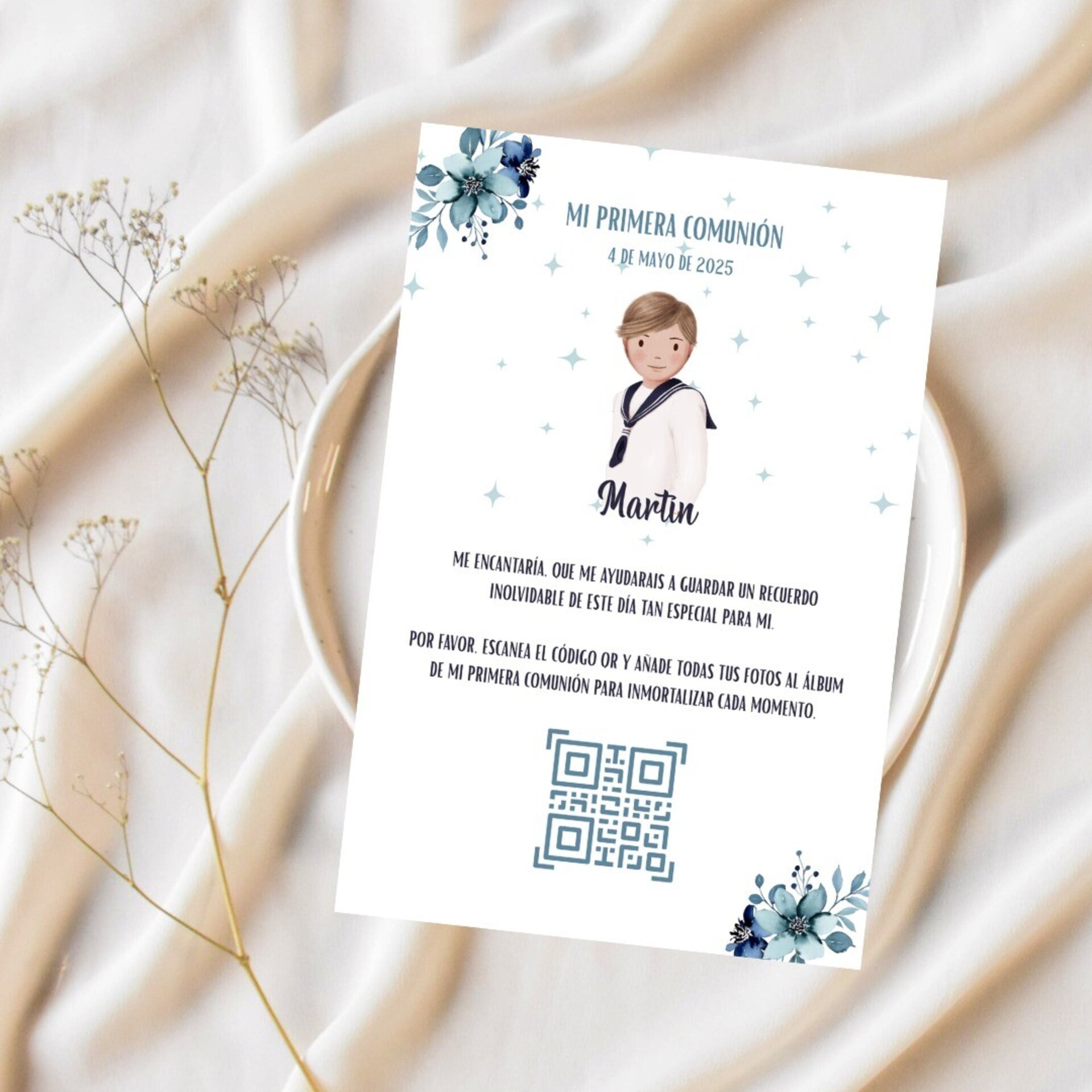 Tarjetas de Comunión con QR – Álbum colaborativo- Varios Diseños - 6