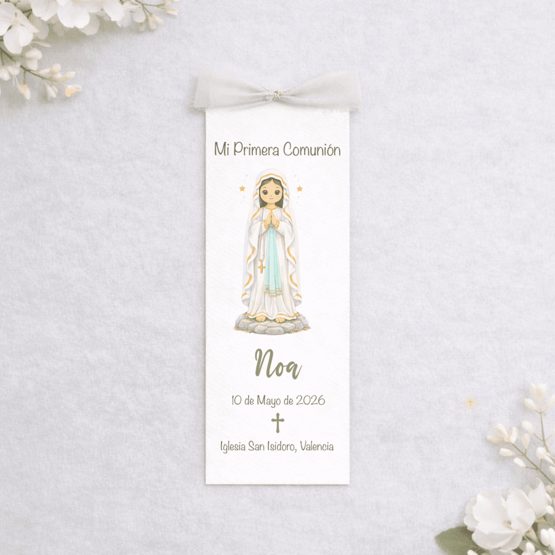 Recordatorios de Comunión Personalizados con Virgencitas Infantiles y Lazada de - 2
