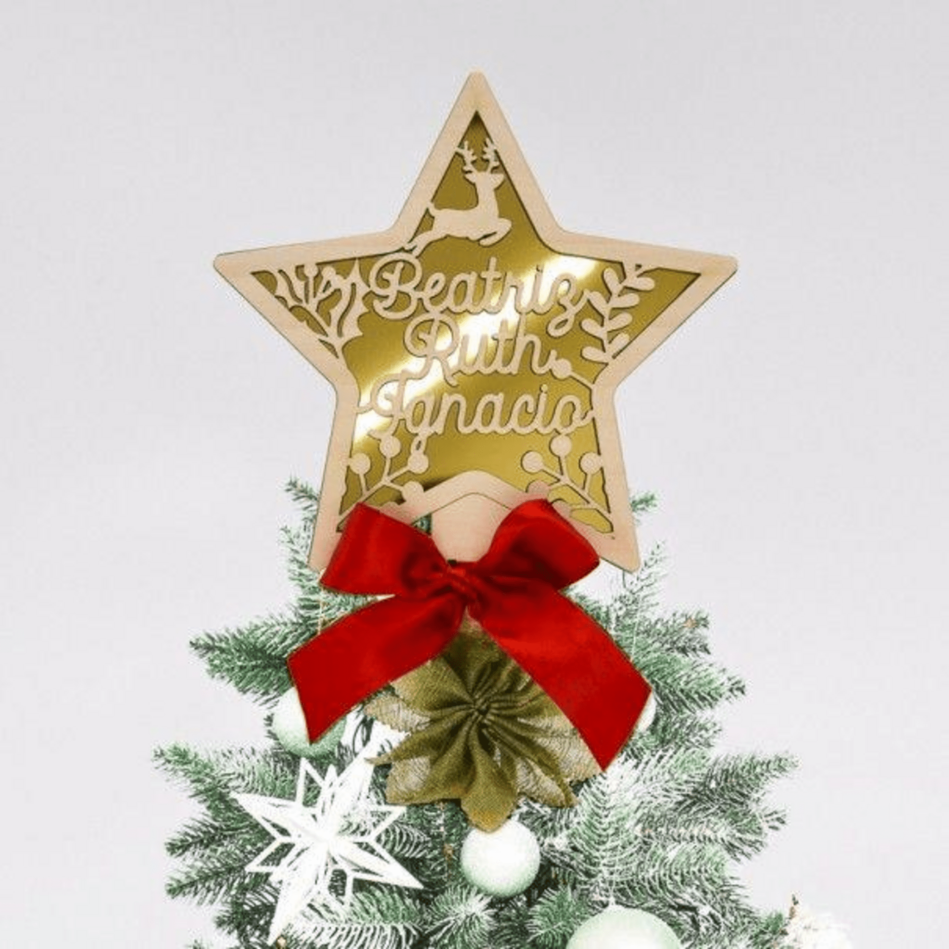 Estrella Árbol Navidad Personalizada Renos - 1